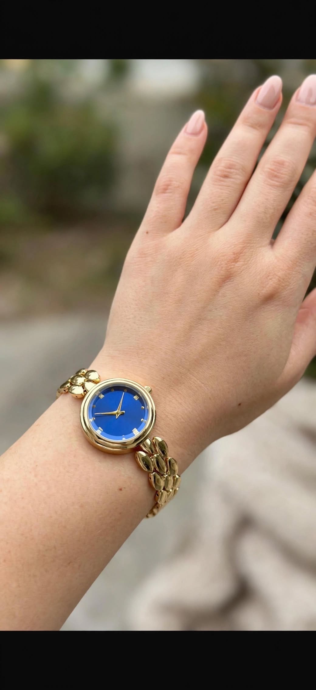 Blue dial gold leaf bracelet watch-ladies watch