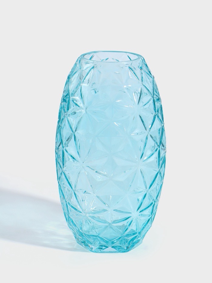 Blue textured glass vase
